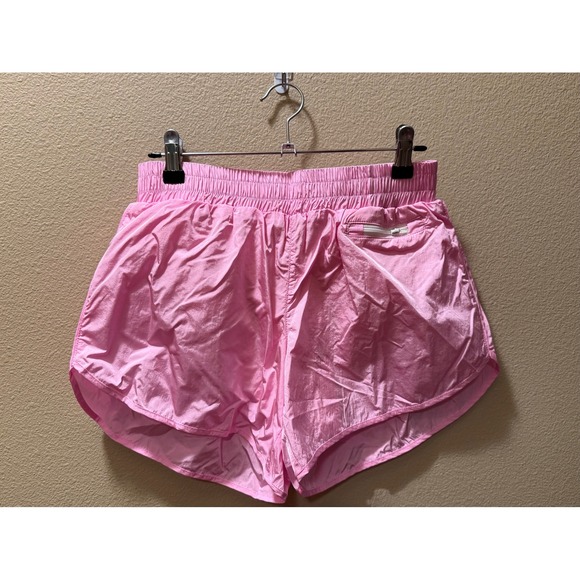 lime & chili Pants - Pink Athletic Running Shorts High Waisted front Zip Pocket Womens Medium